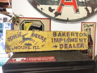 Old John Deere Farm Implements Tractor 38”x10” Painted Wood Not Metal Sign