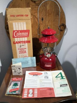 Rare 10 - 1961 Model 200a Burgundy Maroon Coleman Lantern Box & Papers