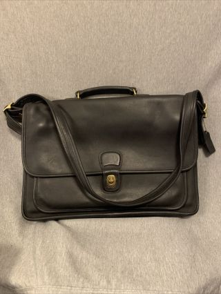Vintage Black Leather Coach Metropolitan Laptop Briefcase Messenger Bag J6c - 5180