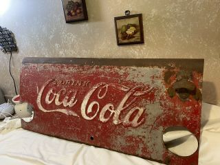 Large Vintage Coca Cola Soda Pop Metal Front From Old Coke Cooler 16 " X 36 "