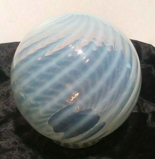 Antique Opalescent Swirl Glass Globe Lamp Shade Light Blue Hue 5 1/2 " Dia