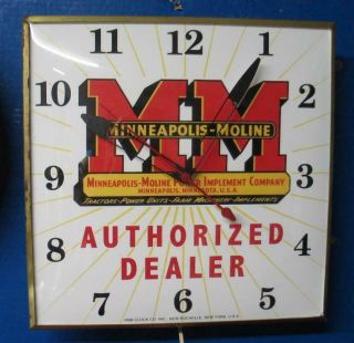 Vintage Pam Lighted Advertising Minneapolis - Moline Authorized Dealer Clock