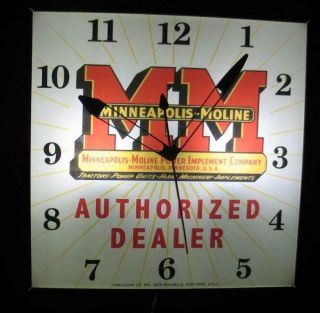Vintage Pam Lighted Advertising MINNEAPOLIS - MOLINE AUTHORIZED DEALER Clock 2