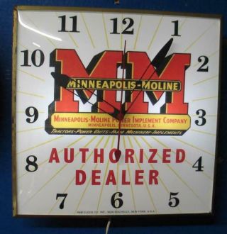 Vintage Pam Lighted Advertising MINNEAPOLIS - MOLINE AUTHORIZED DEALER Clock 3
