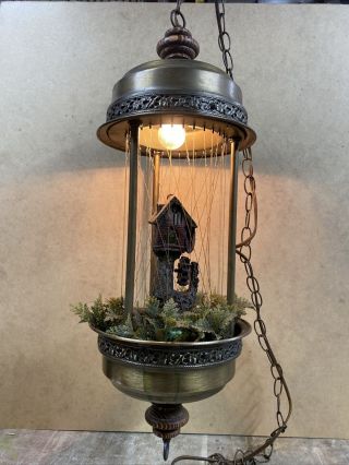 Vintage 30” Grist Mill Oil Rain Hanging Lamp