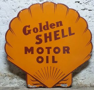Large Golden Shell Porcelain Enamel Double Sided Sign
