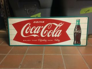 Vintage 60s 32 " X 12 " Coca Cola Coke Sign Found Wrapped In Coke Plant Attic