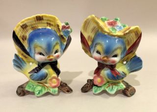Vintage Anthropomorphic Bluebirds Py Japan Salt And Pepper Shakers