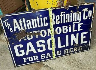 VTG Authentic 1910 ' s Atlantic Refining Gas Oil Service Station Porcelain Sign 2