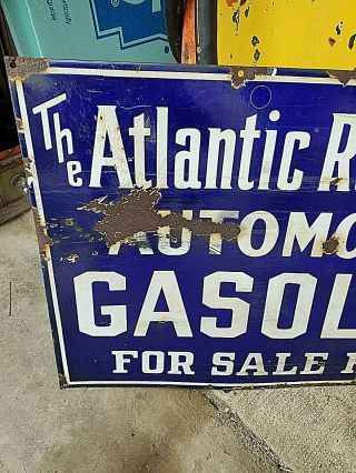 VTG Authentic 1910 ' s Atlantic Refining Gas Oil Service Station Porcelain Sign 3