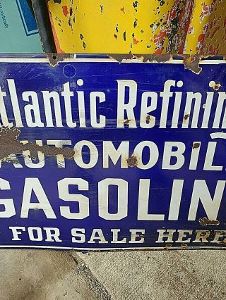 VTG Authentic 1910 ' s Atlantic Refining Gas Oil Service Station Porcelain Sign 4