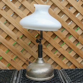 Vintage Coleman Quick Lite Kerosene Table Top Lamp With Milk Glass Shade