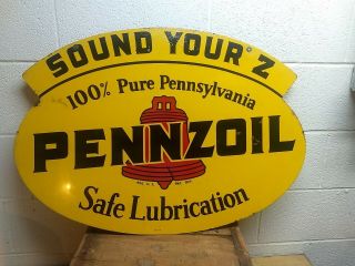 Vintage 1954 Pennzoil Safe Lubrication Sign,  Sound Your Z