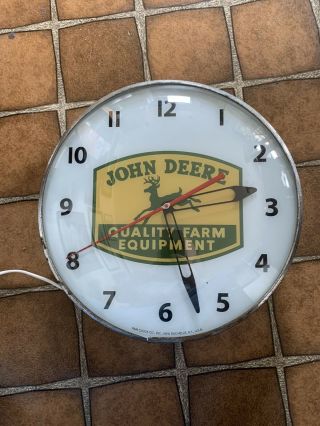 Vintage John Deere Pam Bubble Lighted Clock Round 15” 2