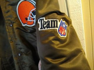 Vintage NFL Apparel Cleveland Browns Satin Snap Up Jacket Mens Large 2