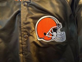 Vintage NFL Apparel Cleveland Browns Satin Snap Up Jacket Mens Large 3
