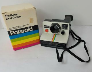 Vintage 1979 Polaroid Sx - 70 Onestep White Rainbow Stripe Land Camera