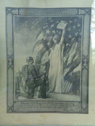 Framed Wwi Us Named Soldiers Wounded In Action Accolade Certificate
