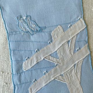 Mid Century Vintage Linen Cocktail Napkins - Doves And Telephone Poles -
