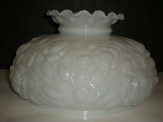 Vtg Milk Glass White Lamp Shade Embossed Rose Pattern Large 10 " Fitter Gwtw