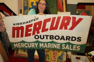 Large Vintage Mercury Marine Sales Outboard Boat Motor Fishing 48 " Metal Sign