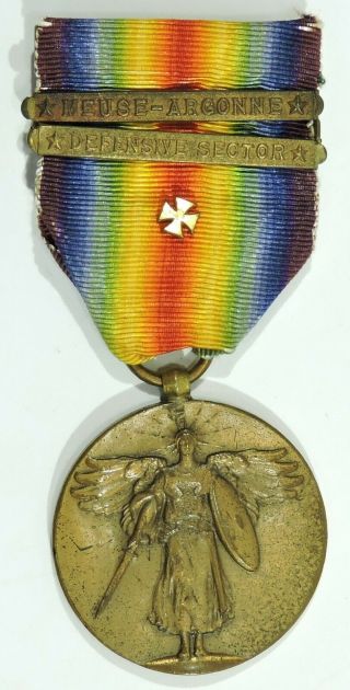 Wwi Victory Medal W/ Maltese Cross Device (for Marines & Navy Corpsmen In Aef)