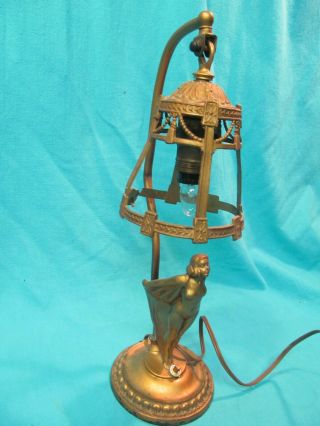 1920 Ronson Art Metal Amw Art Deco Nude Lady Lamp