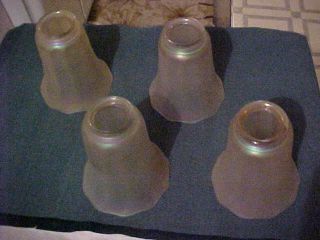 Set Of 4 Nuart Marigold Carnival Iridescent Art Glass Lamp Shades 2 - 1/4 " Fitter