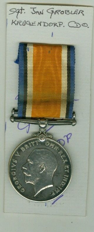 Ww1 War Medal To A South African