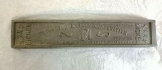 Vintage Federation Metals Corporation Nickel 2.  15 Pound Xxxx Bar Stl Ny Bullion