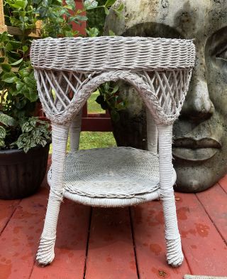 For Ron Only.  Vintage White Wicker Rattan Table