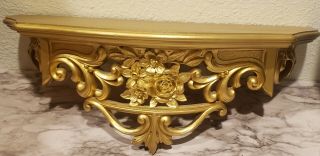 Vintage Syroco Gold Wall Shelf Ornate Hollywood Regency Mcm Floral