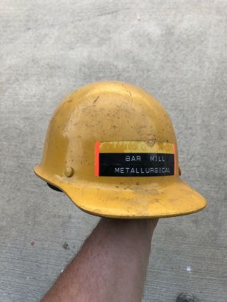 Vintage Msa Skullgard Hard Hat Yellow Liner Iron Worker Construction Miner