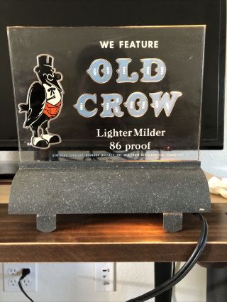 Vintage Old Crow Bourbon Whiskey Cash Register Lighted Base Bar Sign