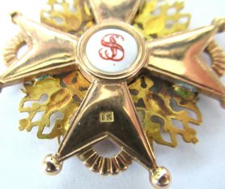 IMPERIAL RUSSIAN 14K 56 Gold Order St.  Stanislaus Cross 3rd Class AK Badge Medal 5
