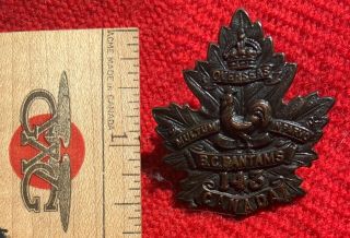 Wwi Great War Canada Cef Cap Badge 143rd Battalion Bc Bantams Victoria