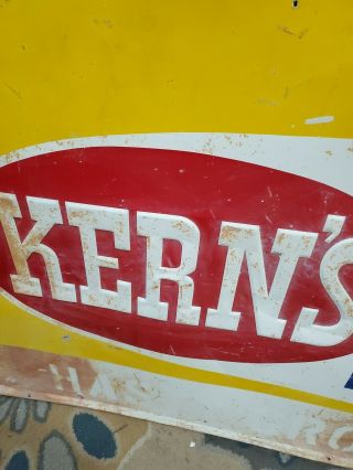 Vintage 1950 KERNS Bread Embossed Tin Litho Sign 47x36 3