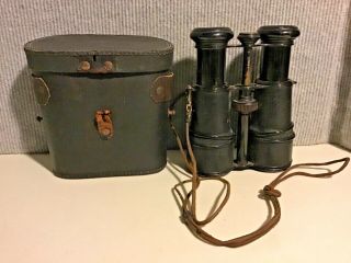 Wwi Binoculars With Case - Depose Gieure Paris Serial 11725 - Small Compass
