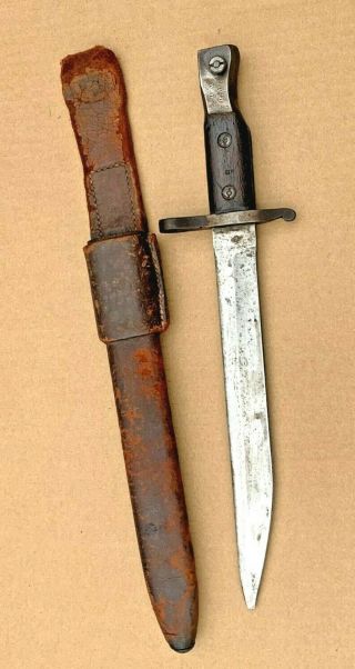 Canadian Ross Rifle Bayonet Marked Cgr 1907 Patent With Scabbard