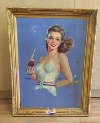 1951 Double Dot Pepsi Cola Lithograph Cardboard Advertising