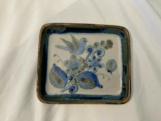 Vintage Ken Edwards El Palomar Blue Pottery Tray Bird Butterfly Tonala Mexico