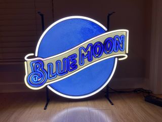 Blue Moon Beer Neon Sign 20 " X16 " Bar Garage Light Up Neon Sign