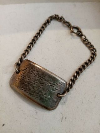 Wwi - Usnrf J.  Rodinsky World War 1 Soldier Id Bracelet Engraved 9/7/17 Boston