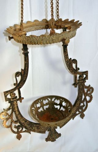 Antique 1800s Bradley & Hubbard Iron Horse Hanging Oil Lamp Holder