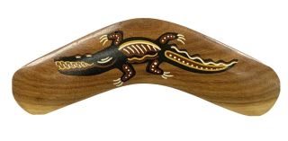 Vintage Hand Painted Aboriginal Art Boomerang Australia 8 "