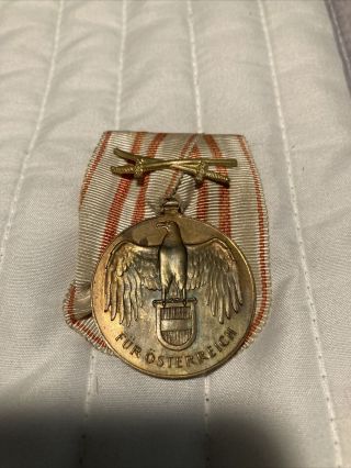 Ww1 Austrian War Commemorative Military Medal On Single Mount