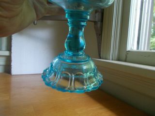 1880s BLUE APOLLO PATTERN OIL LAMP COMPLETE ADAMS GLASS CO PITTSBURGH 3