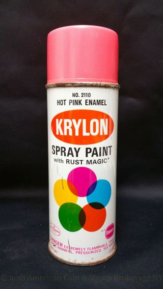 Vintage 1968 Krylon 2110 Hot Pink Enamel Metal Seam Spray Paint Can Rare