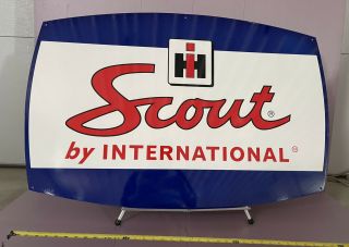 Huge International Harvester Ih Scout Double Sided Metal Sign Gas Oil Truck Farm