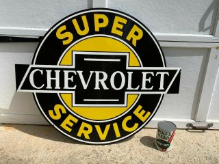 " Chevy " Large,  Heavy Porcelain Sign (36 " X 30 ") Near,  Sign